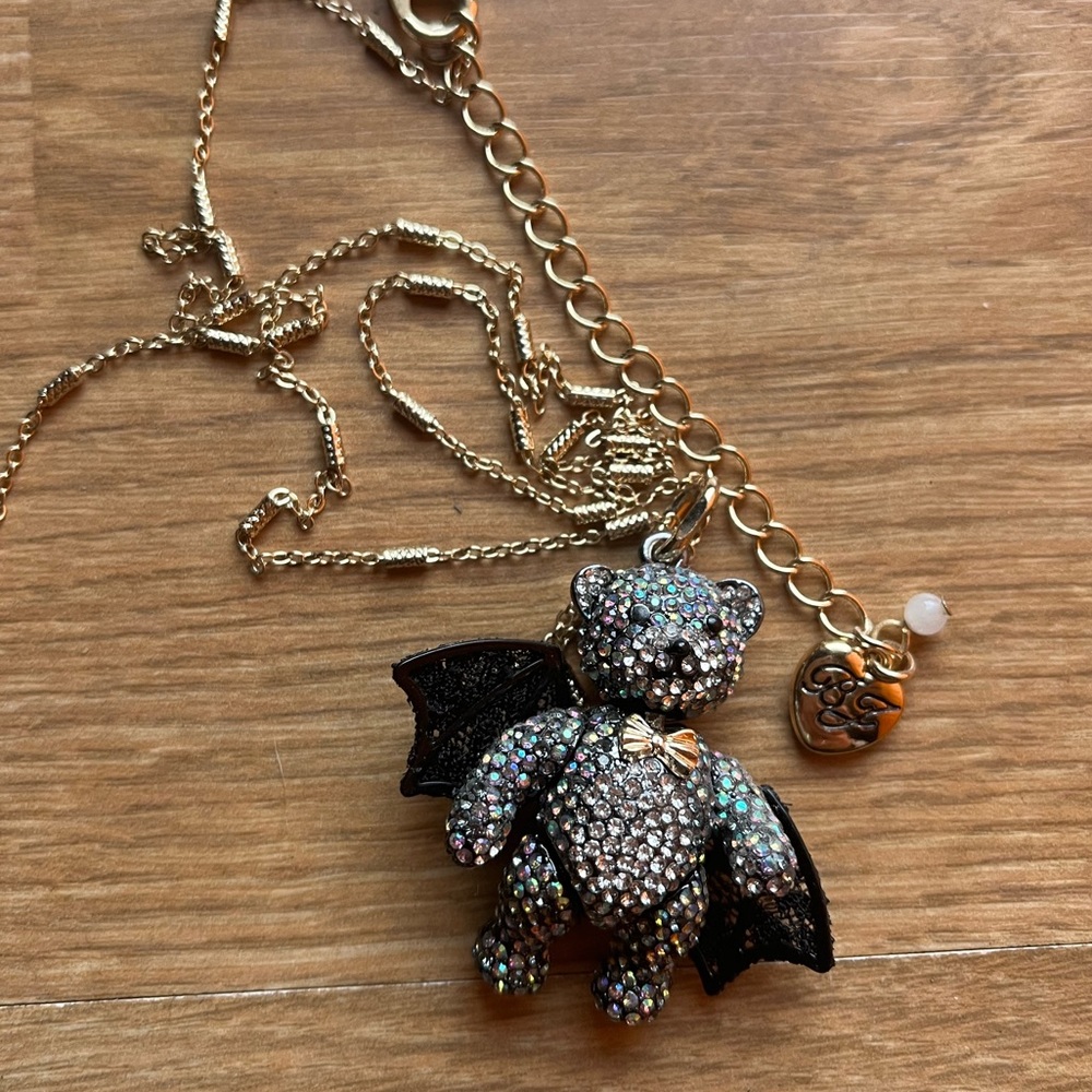 Betsy Johnson Halloween Bat Bear Long Necklace